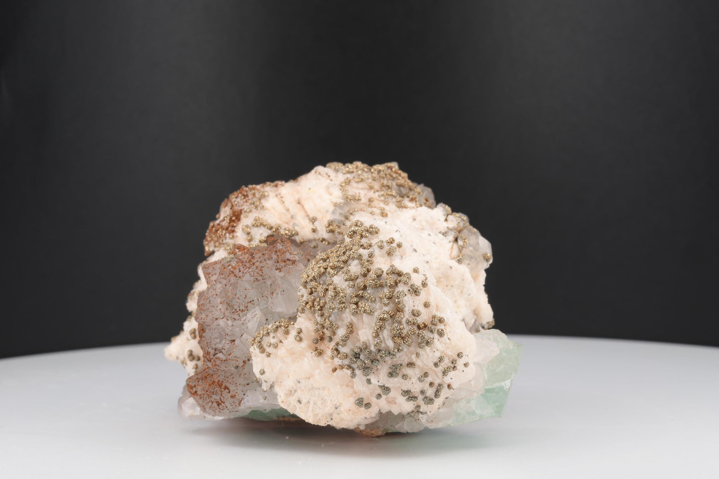 Fluorine naturelle en barytine avec pyrite – Pièce unique du Maroc