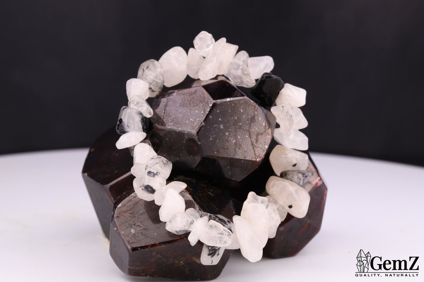 Bracelet Chips Quartz-Tourmaline