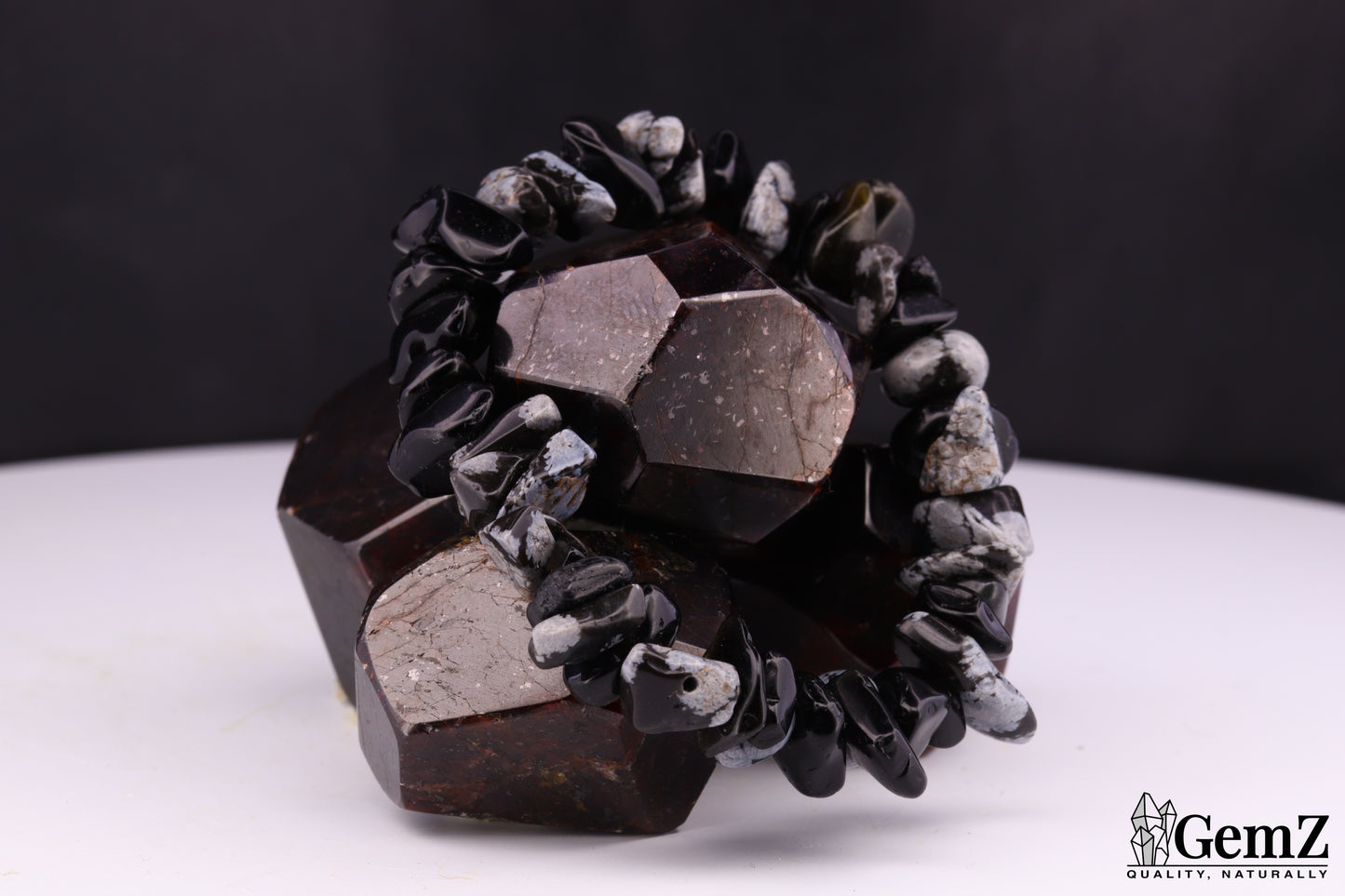 Bracelet Chips Obsidienne neige