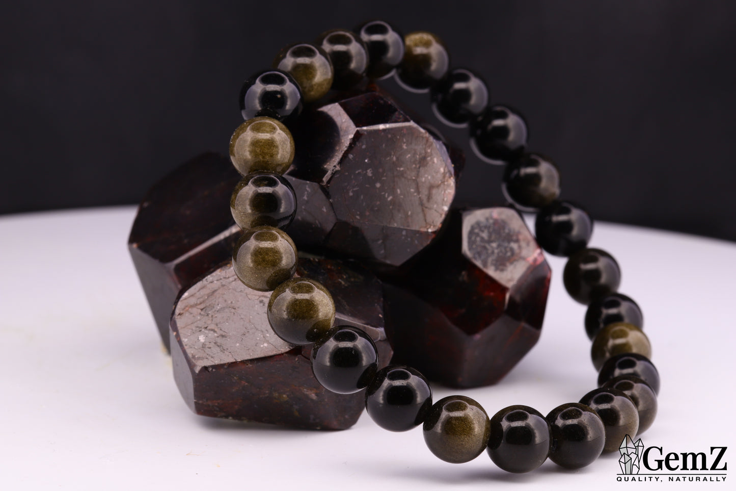 Bracelet Obsidienne Dorée