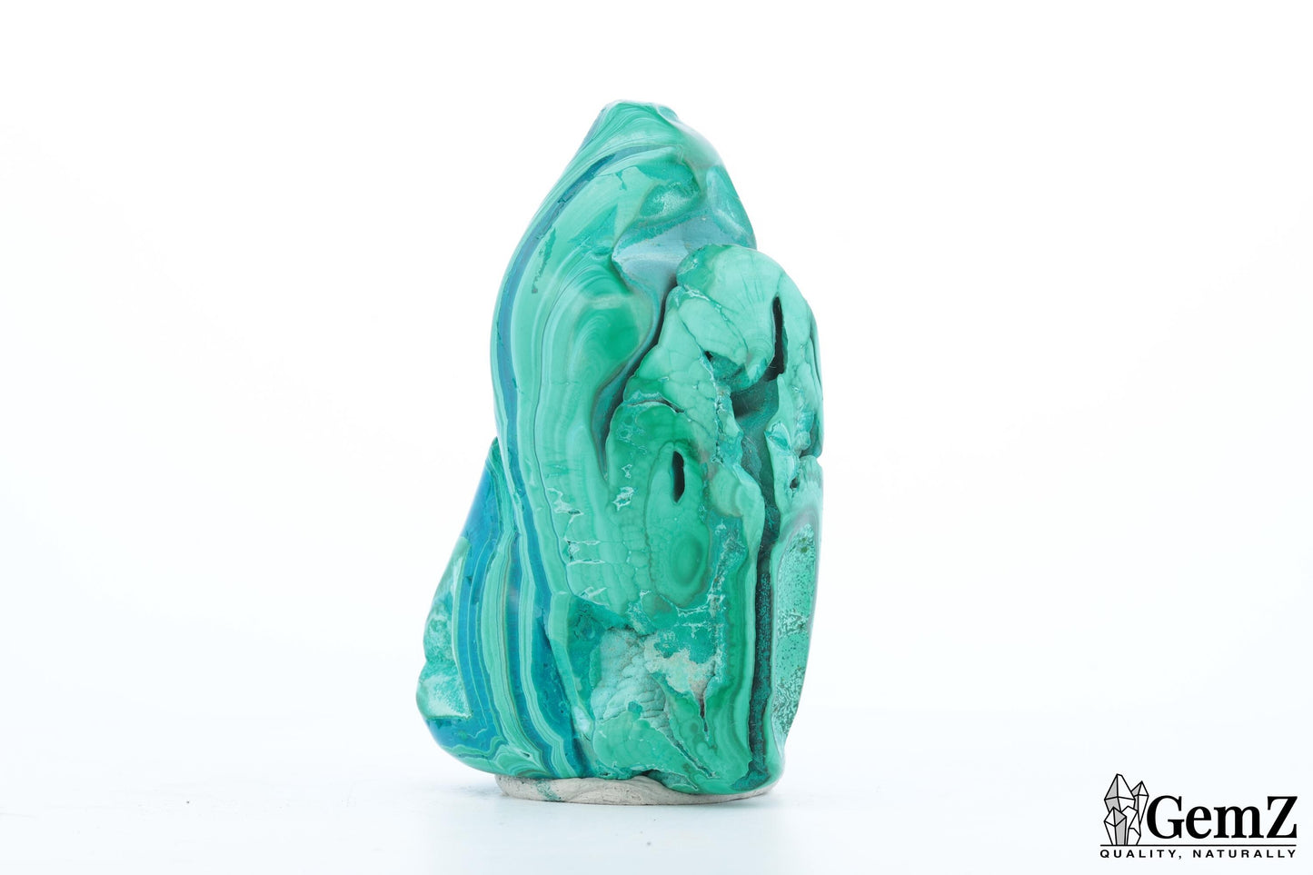 Chrysocolle-Malachite Sculpturale, 132g, Ondes de Vert et de Turquoise