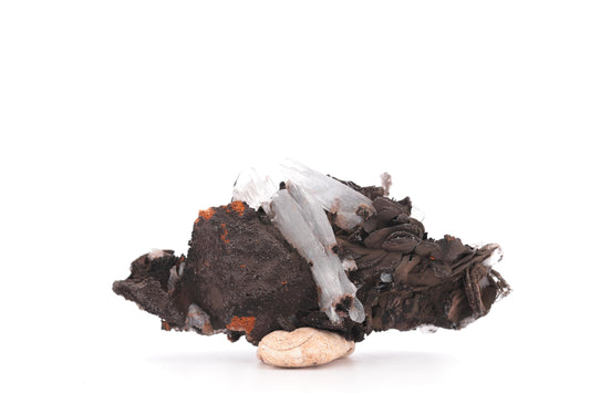 Baryte bleue sur Goéthite – Mine de Sidi Lhcen, Nador, Maroc, 41 g