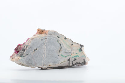 CobaltoCalcite avec inclusions d'Hétérogénite - Mine Musonoi, Kolwezi, République du Congo – 148g