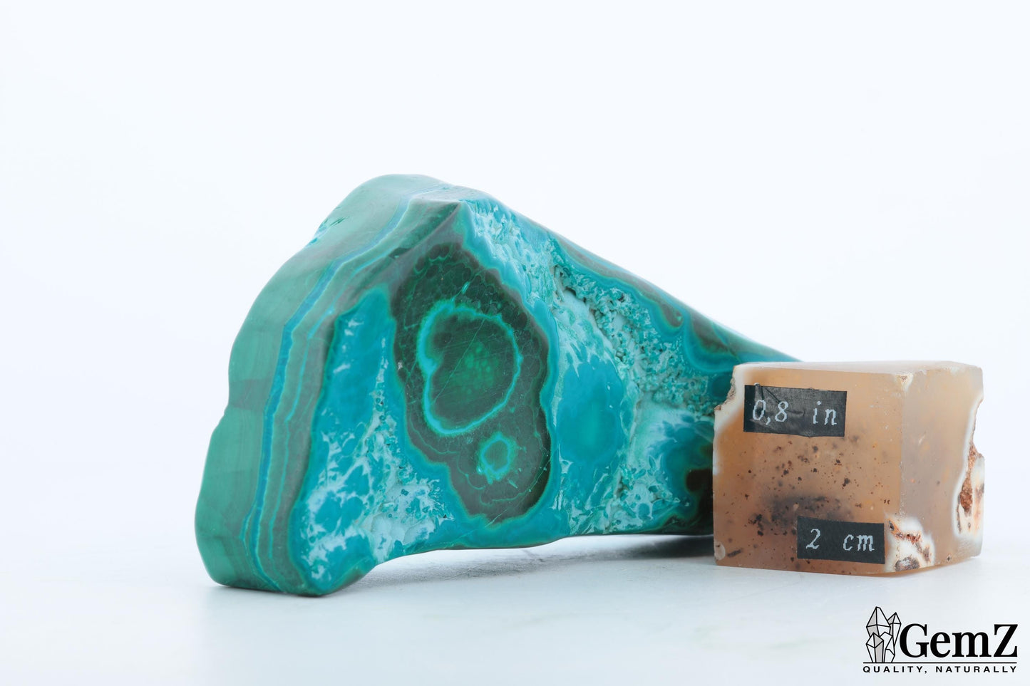 Chrysocolle-Malachite Polie, 109g, Motifs Hypnotiques et Teintes Vives