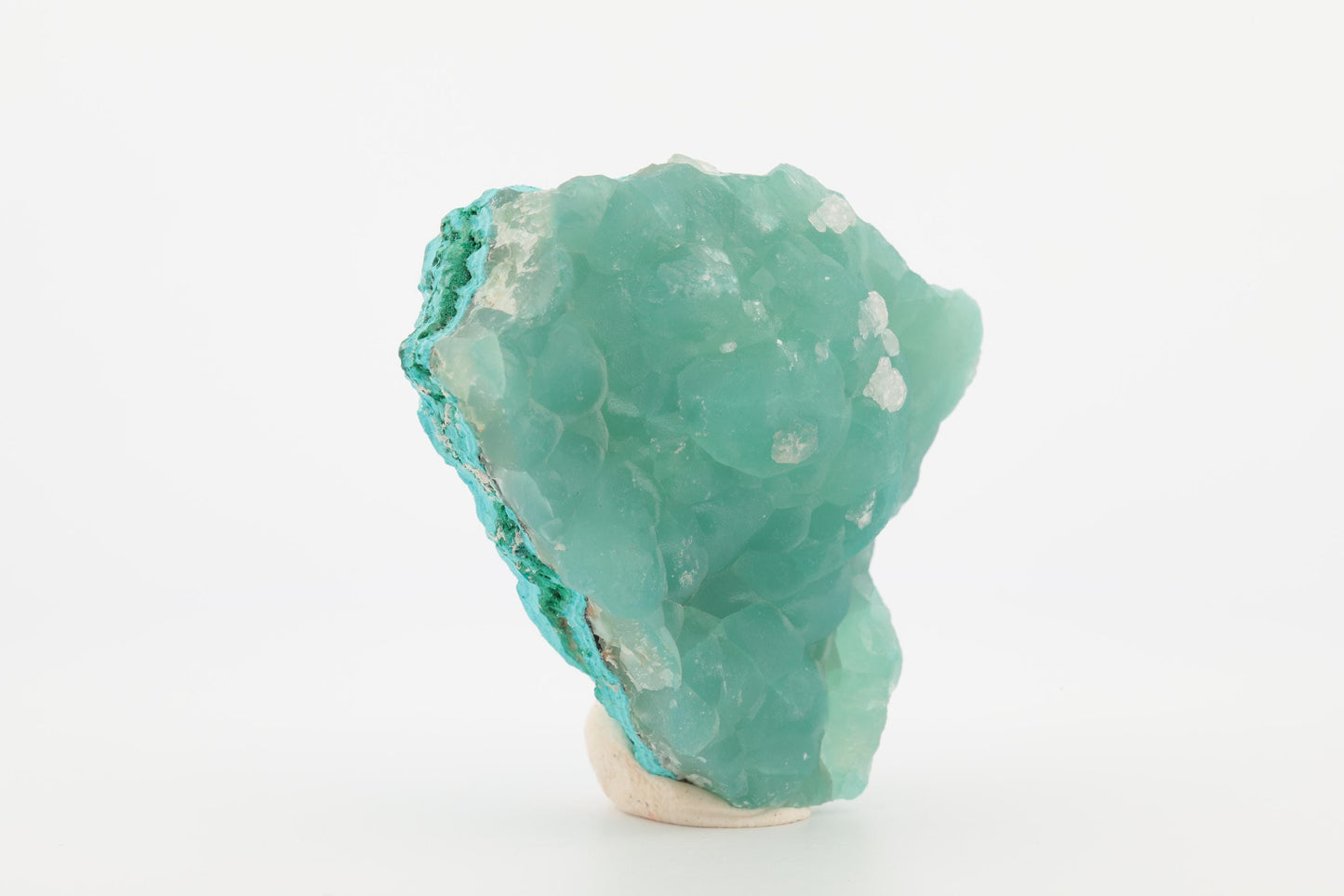 Superbe Smithsonite sur Chrysocolle et Malachite - Congo, 75g