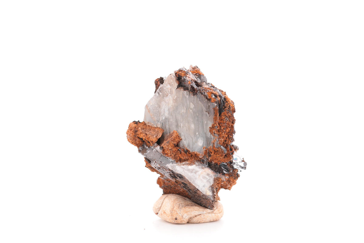 Baryte bleue sur goethite – Sidi Lhcen, Nador, Maroc – 43 g