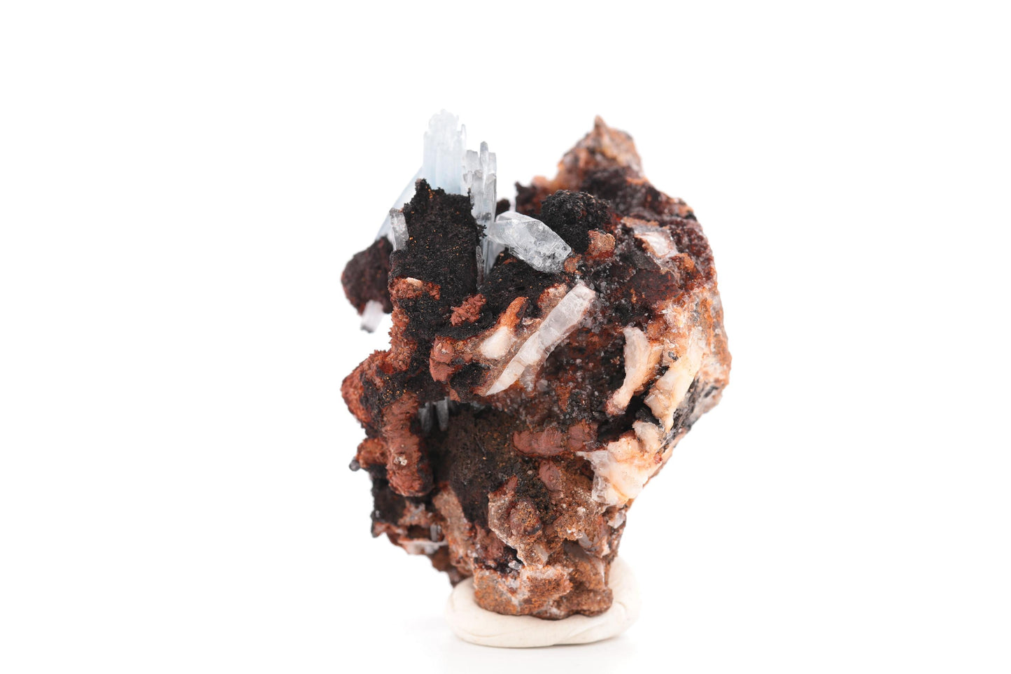 Baryte bleue sur Goéthite – Mine de Sidi Lhcen, Nador, Maroc, 74 g