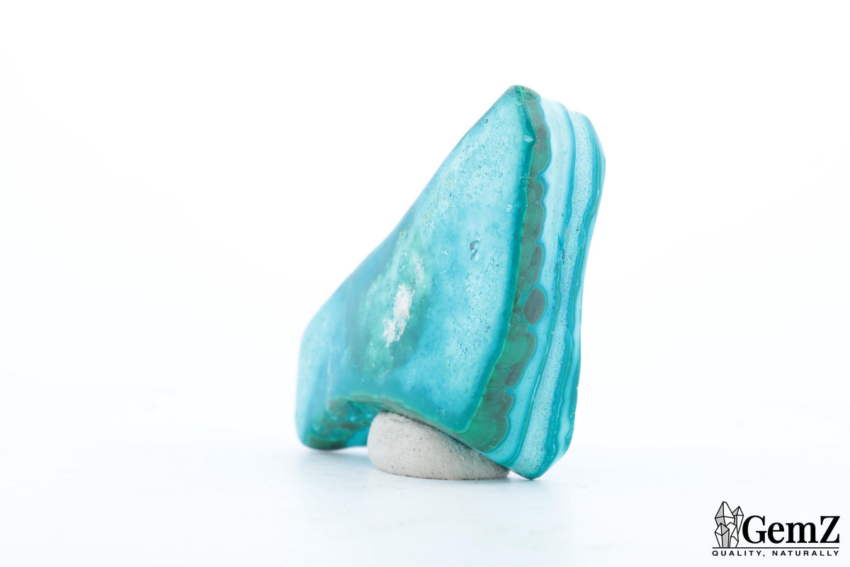 Chrysocolle-malachite polie, reflets bleu azur – Congo RDC – 42 g