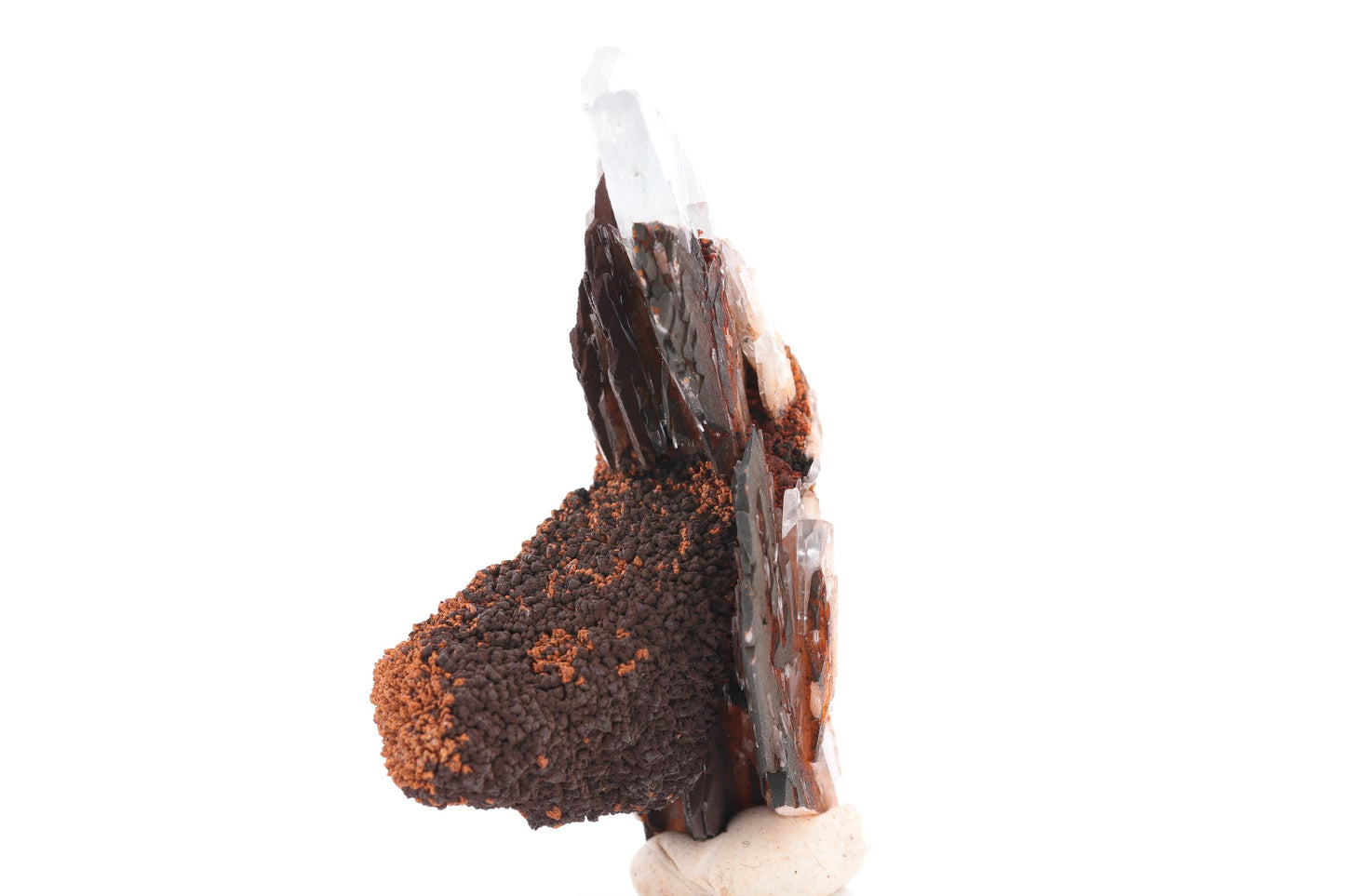 Baryte bleue sur Goéthite – Mine de Sidi Lhcen, Nador, Maroc, 59 g