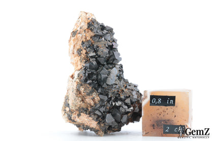 Magnétite cristallisée sur orthose, 64g, Maroc