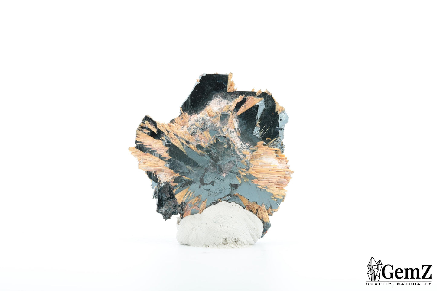 Rutile doré sur Hématite scintillante - Pièce unique de Novo Horizonte, Brésil