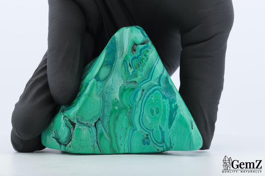 Chrysocolle-Malachite Triangulaire, 218g, Vagues Naturelles Sublimes