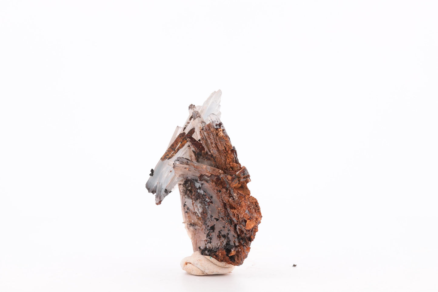 Baryte bleue sur Goéthite – Mine de Sidi Lhcen, Nador, Maroc, 19 g