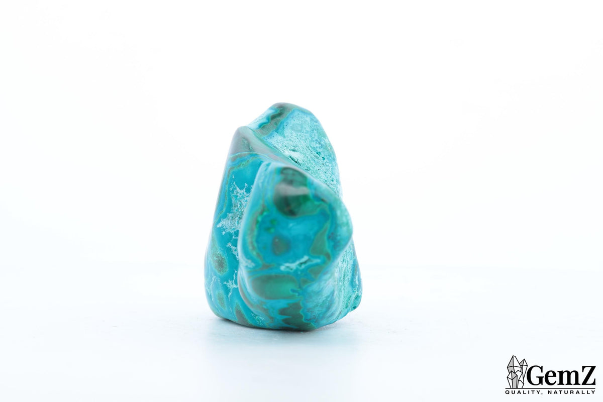 Chrysocolle-malachite polie, cercles turquoise – Congo RDC – 55 g