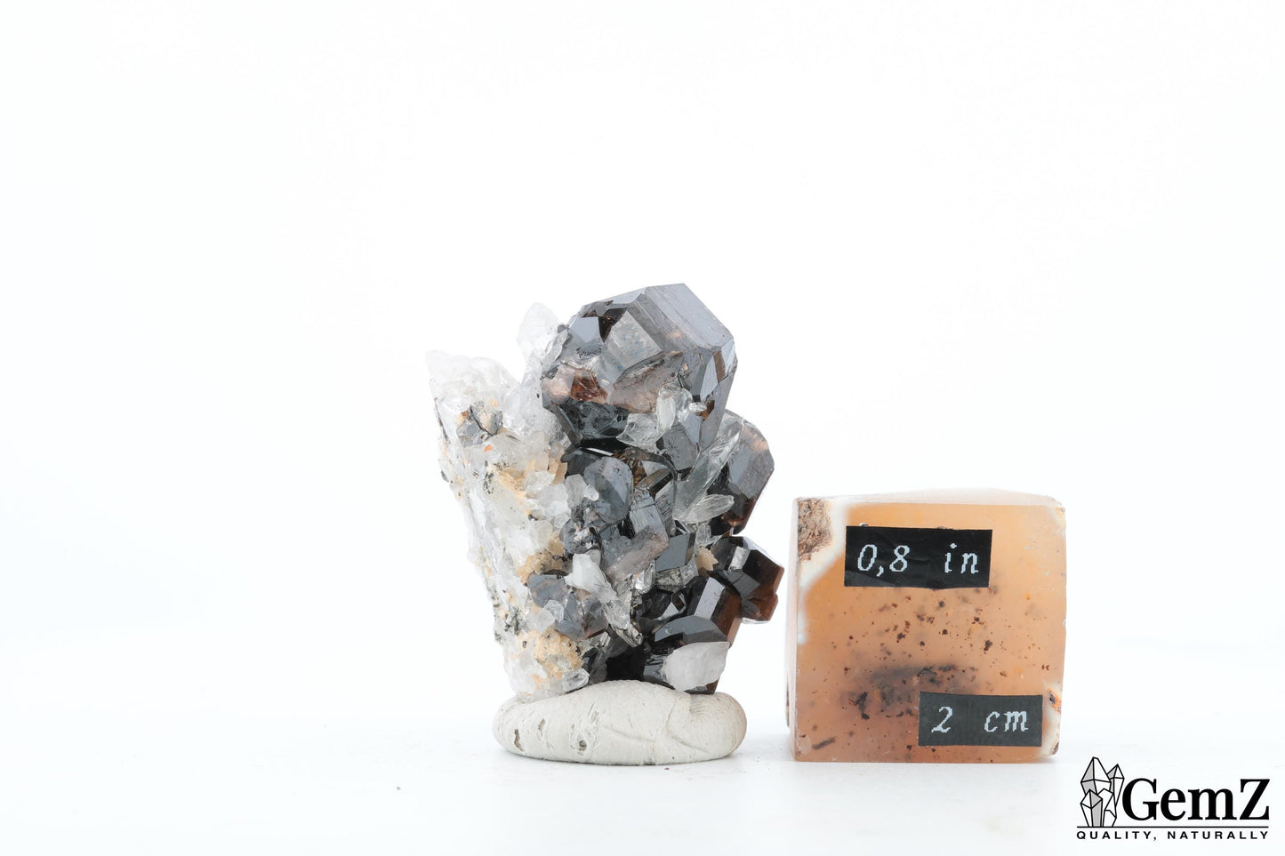 Rare Cassitérite cristallisée sur quartz – 30g