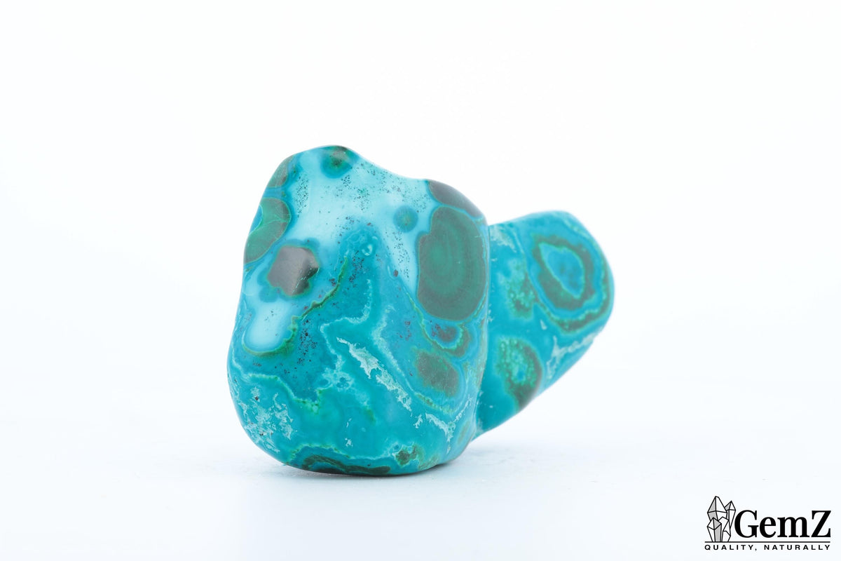 Chrysocolle-malachite polie, cercles turquoise – Congo RDC – 55 g