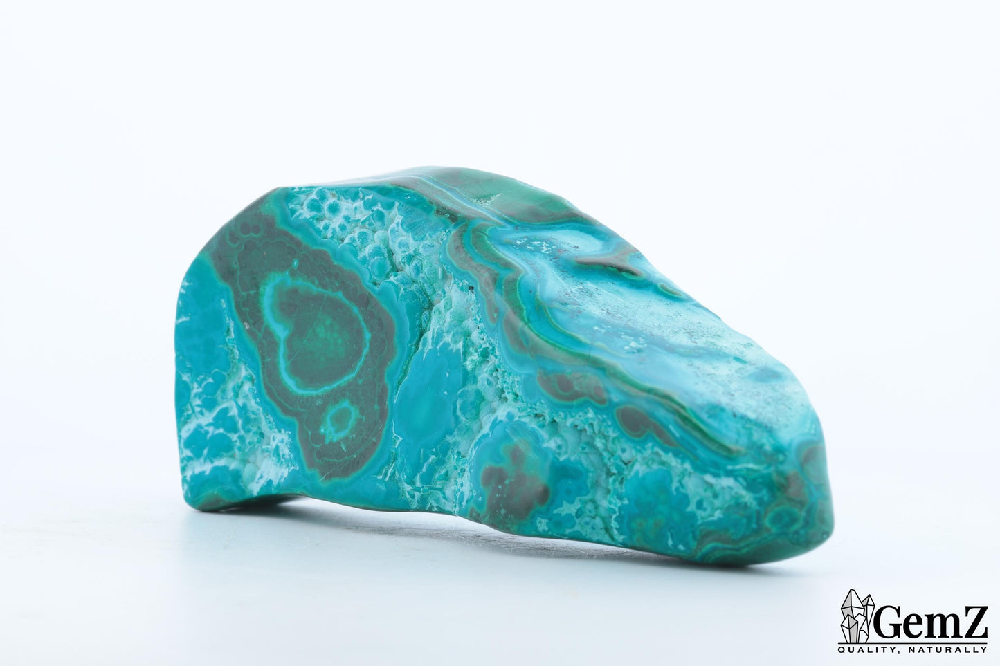 Chrysocolle-Malachite Polie, 109g, Motifs Hypnotiques et Teintes Vives