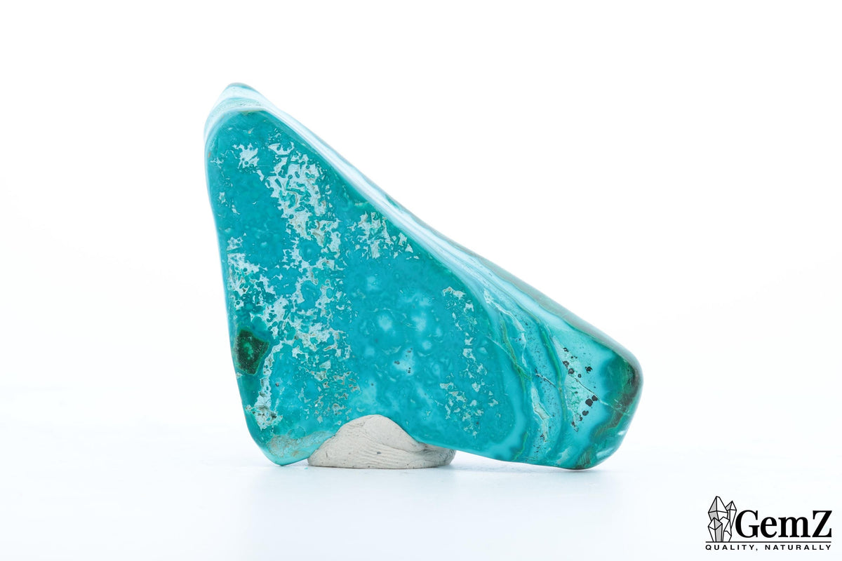 Chrysocolle-malachite polie, reflets bleu azur – Congo RDC – 42 g