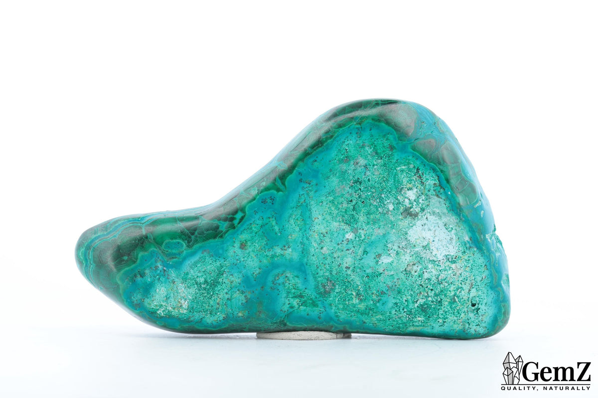 Chrysocolle-malachite polie, motifs ondulés – Congo RDC – 110 g
