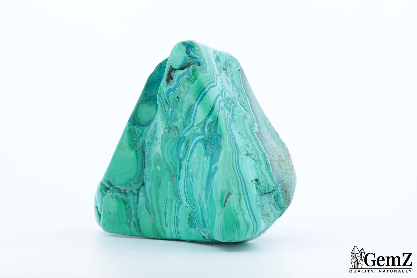 Chrysocolle-Malachite Triangulaire, 218g, Vagues Naturelles Sublimes