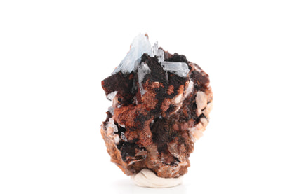 Baryte bleue sur Goéthite – Mine de Sidi Lhcen, Nador, Maroc, 74 g