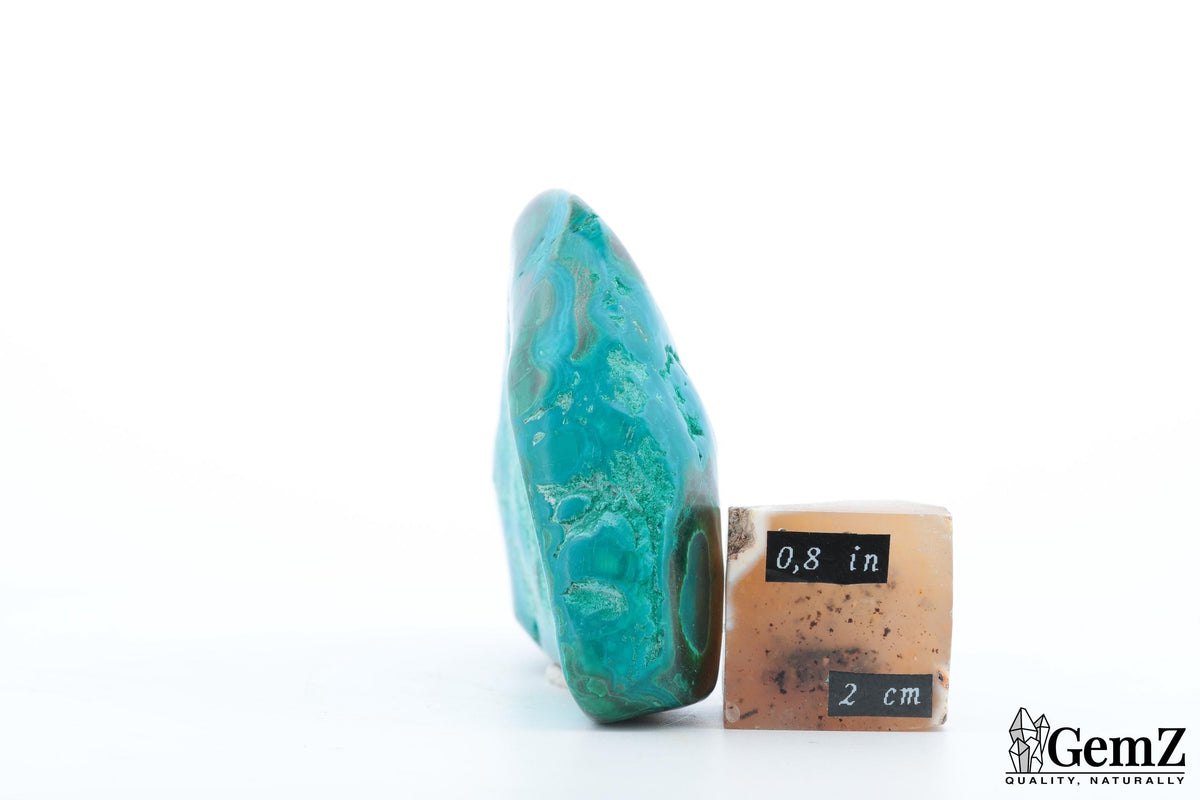 Chrysocolle-malachite polie, motifs ondulés – Congo RDC – 110 g