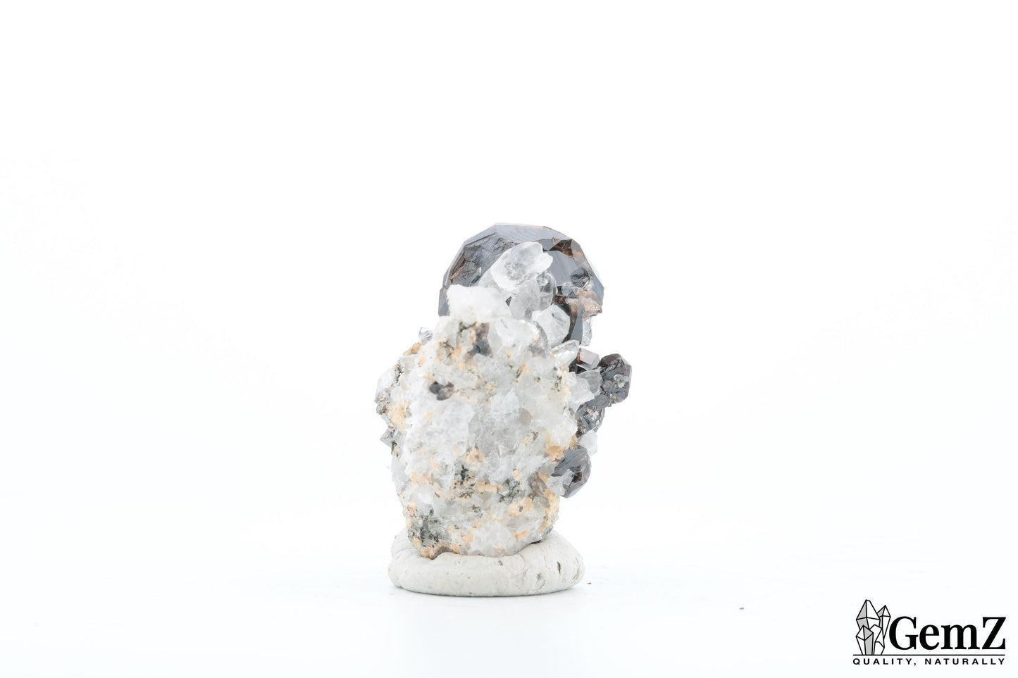 Rare Cassitérite cristallisée sur quartz – 30g