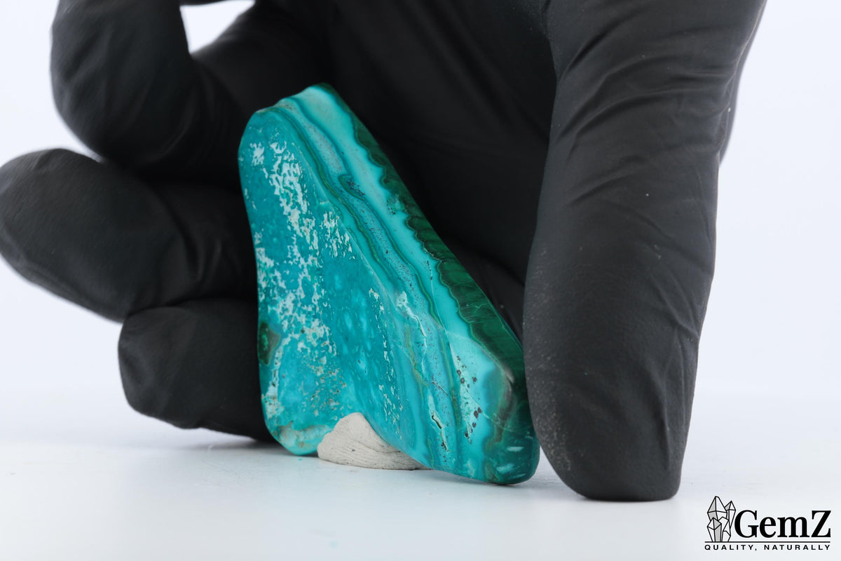 Chrysocolle-malachite polie, reflets bleu azur – Congo RDC – 42 g