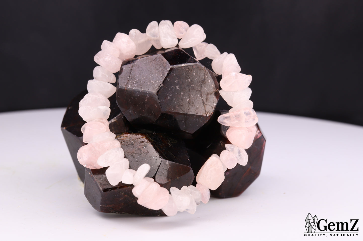 Bracelet Chips Quartz rose