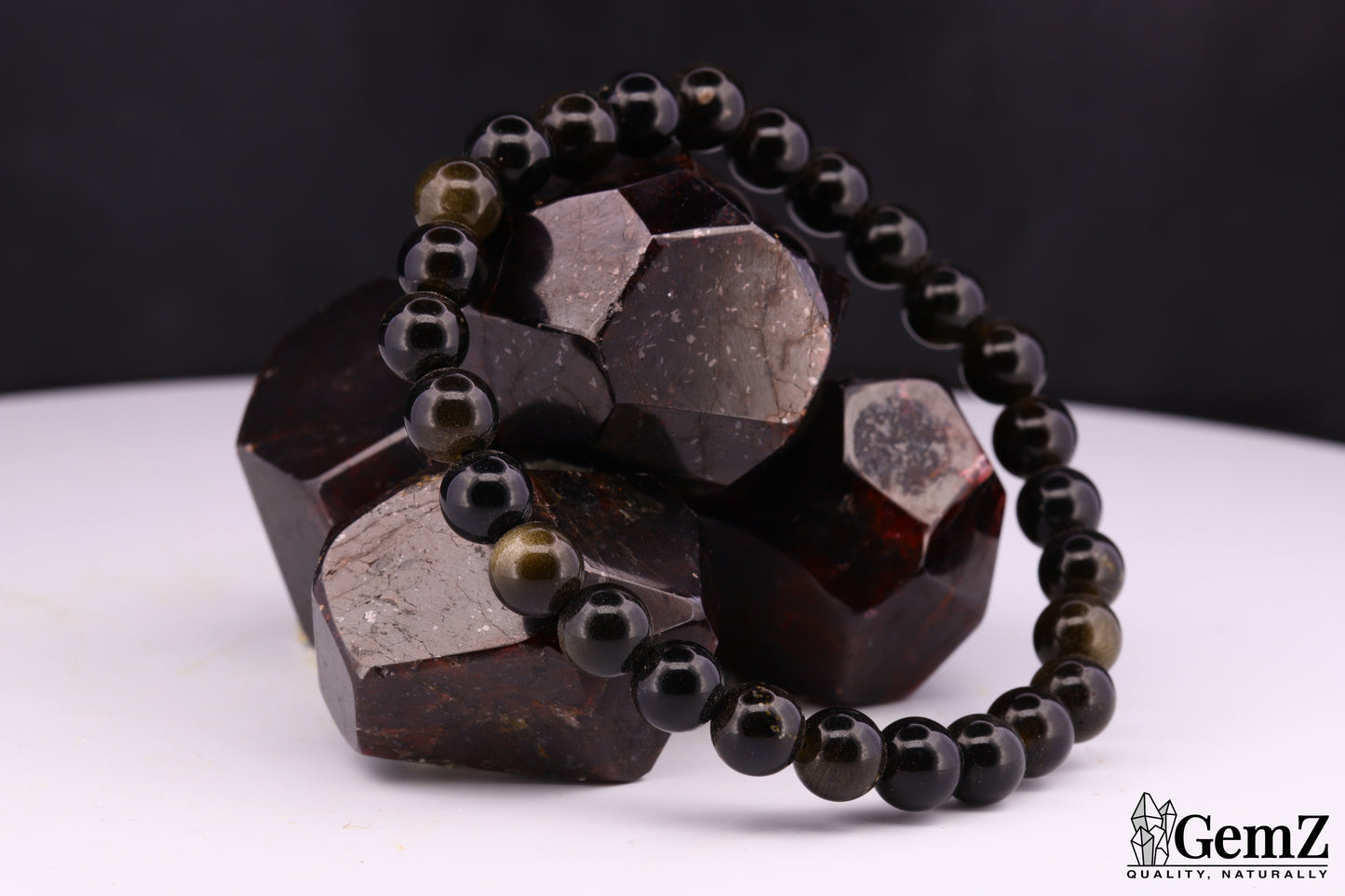 Bracelet Obsidienne Dorée