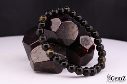 Bracelet Obsidienne Dorée