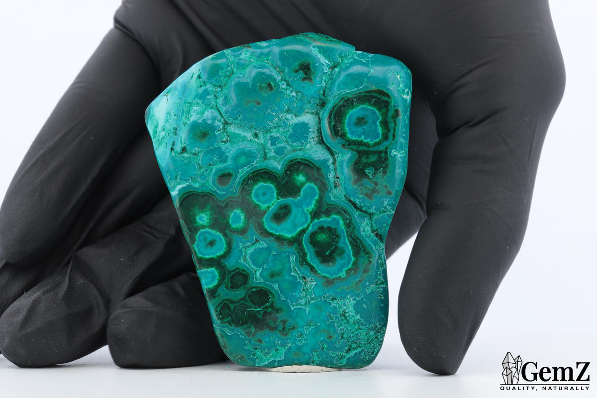 Chrysocolle-malachite polie, cercles vert émeraude – Congo RDC – 93 g