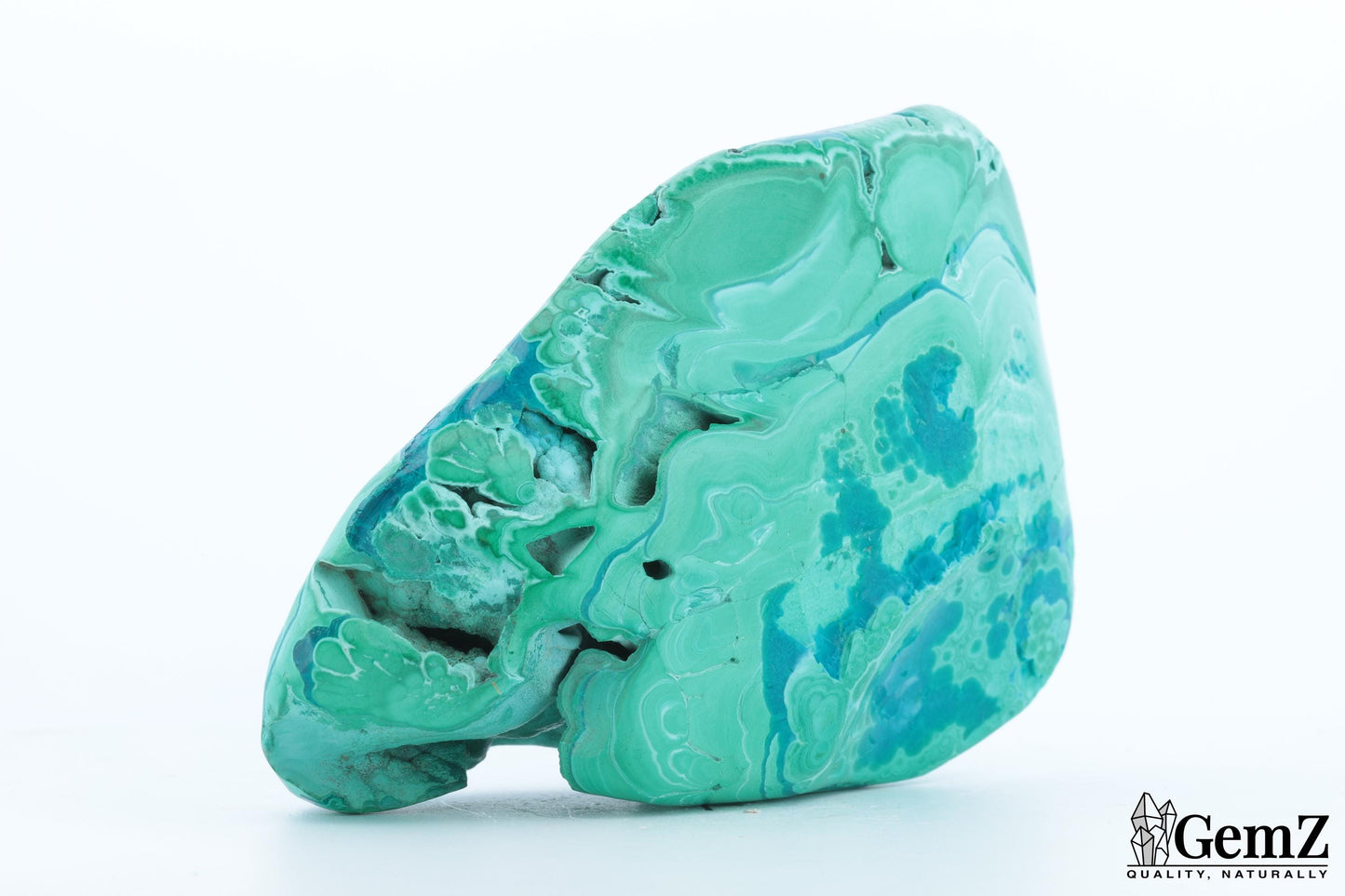 Chrysocolle-Malachite Exceptionnelle, 214g, Motifs Végétaux Uniques