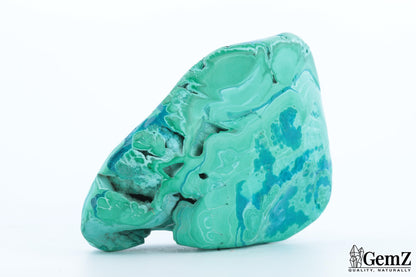 Chrysocolle-Malachite Exceptionnelle, 214g, Motifs Végétaux Uniques