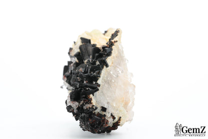 Spectaculaire babingtonite sur phrénite et quartz – 340g