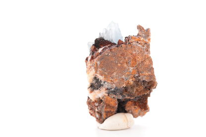 Baryte bleue sur Goéthite – Mine de Sidi Lhcen, Nador, Maroc, 74 g