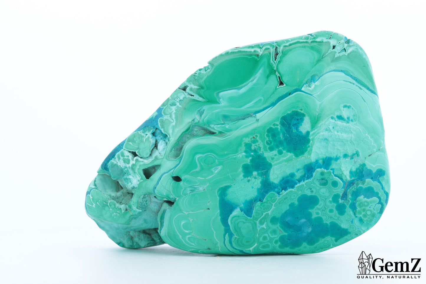 Chrysocolle-Malachite Exceptionnelle, 214g, Motifs Végétaux Uniques