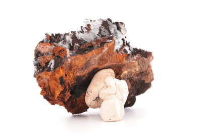 Baryte bleue sur Goéthite – Mine de Sidi Lhcen, Nador, Maroc, 121 g
