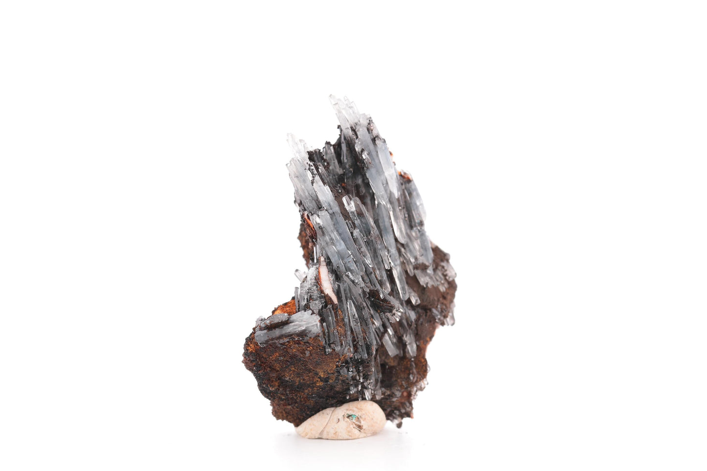 Baryte bleue sur Goéthite – Mine de Sidi Lhcen, Nador, Maroc, 42 g