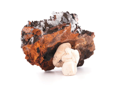 Baryte bleue sur Goéthite – Mine de Sidi Lhcen, Nador, Maroc, 121 g