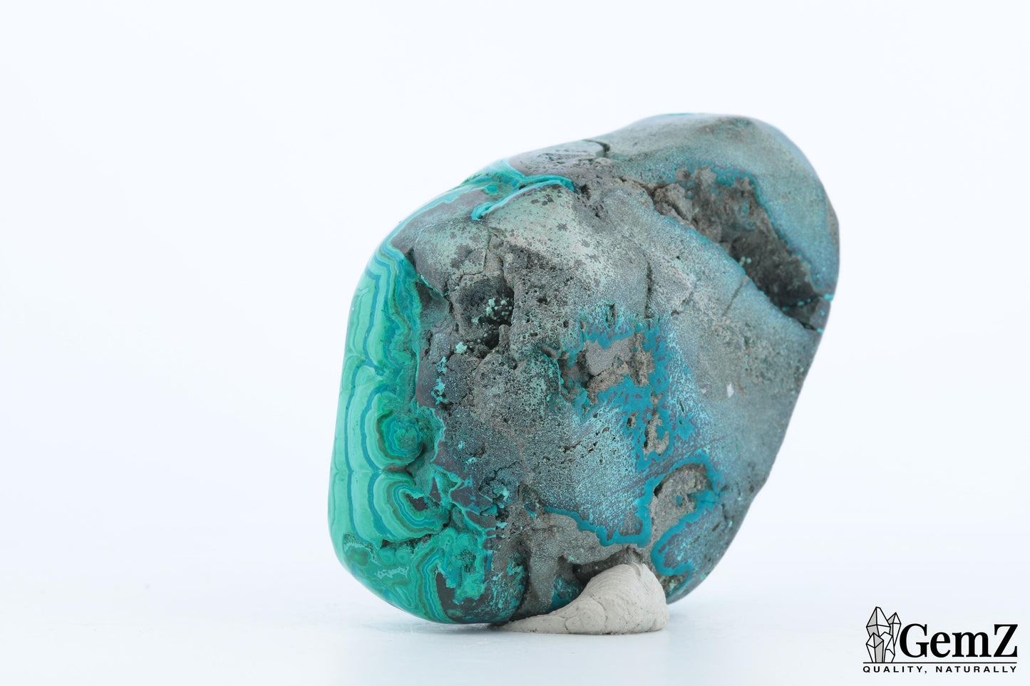 Chrysocolle-Malachite Brute, 116g, Motifs Fossilisés et Couleurs Vibrantes