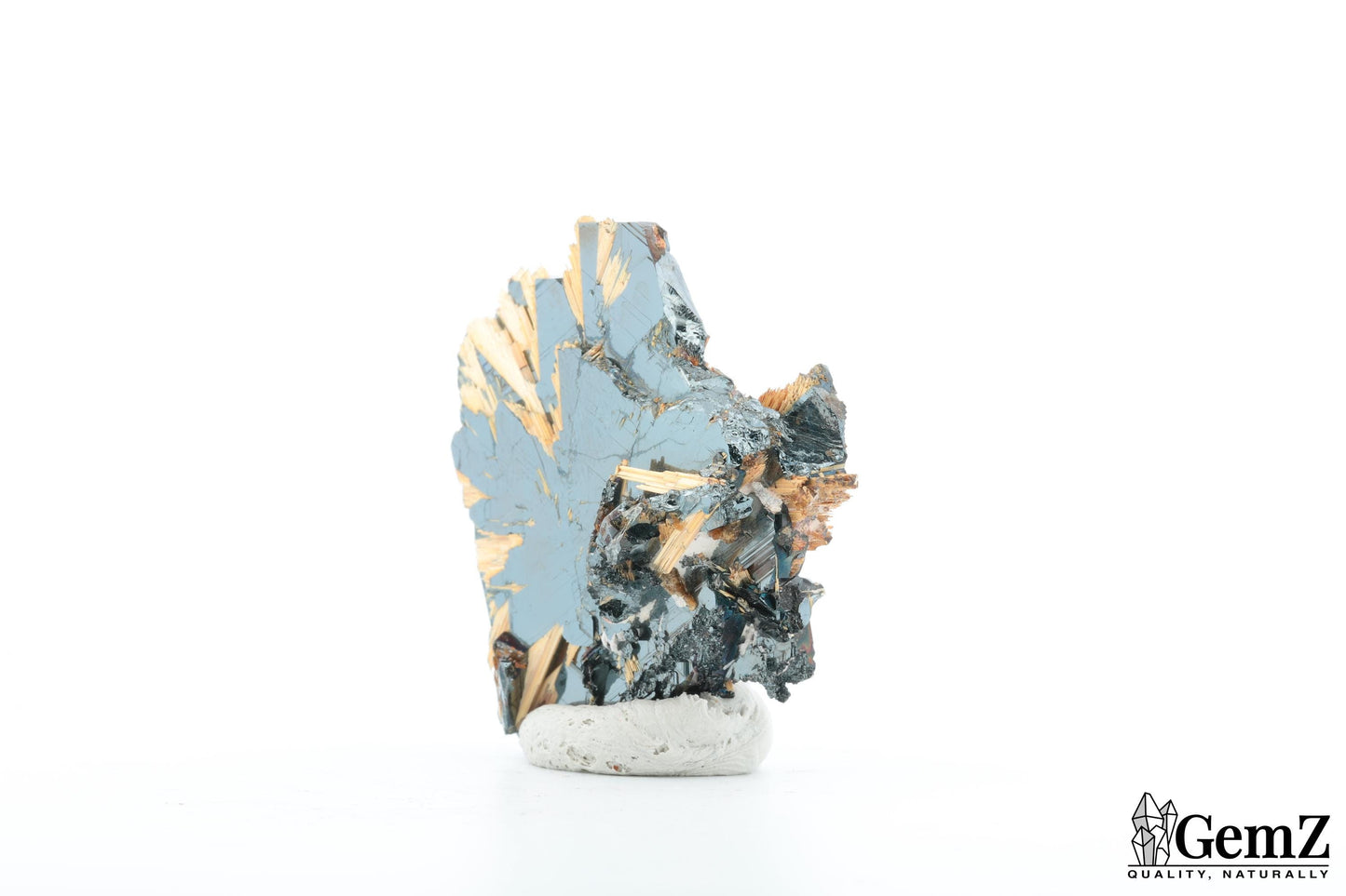 Rutile doré sur Hématite scintillante - Pièce unique de Novo Horizonte, Brésil