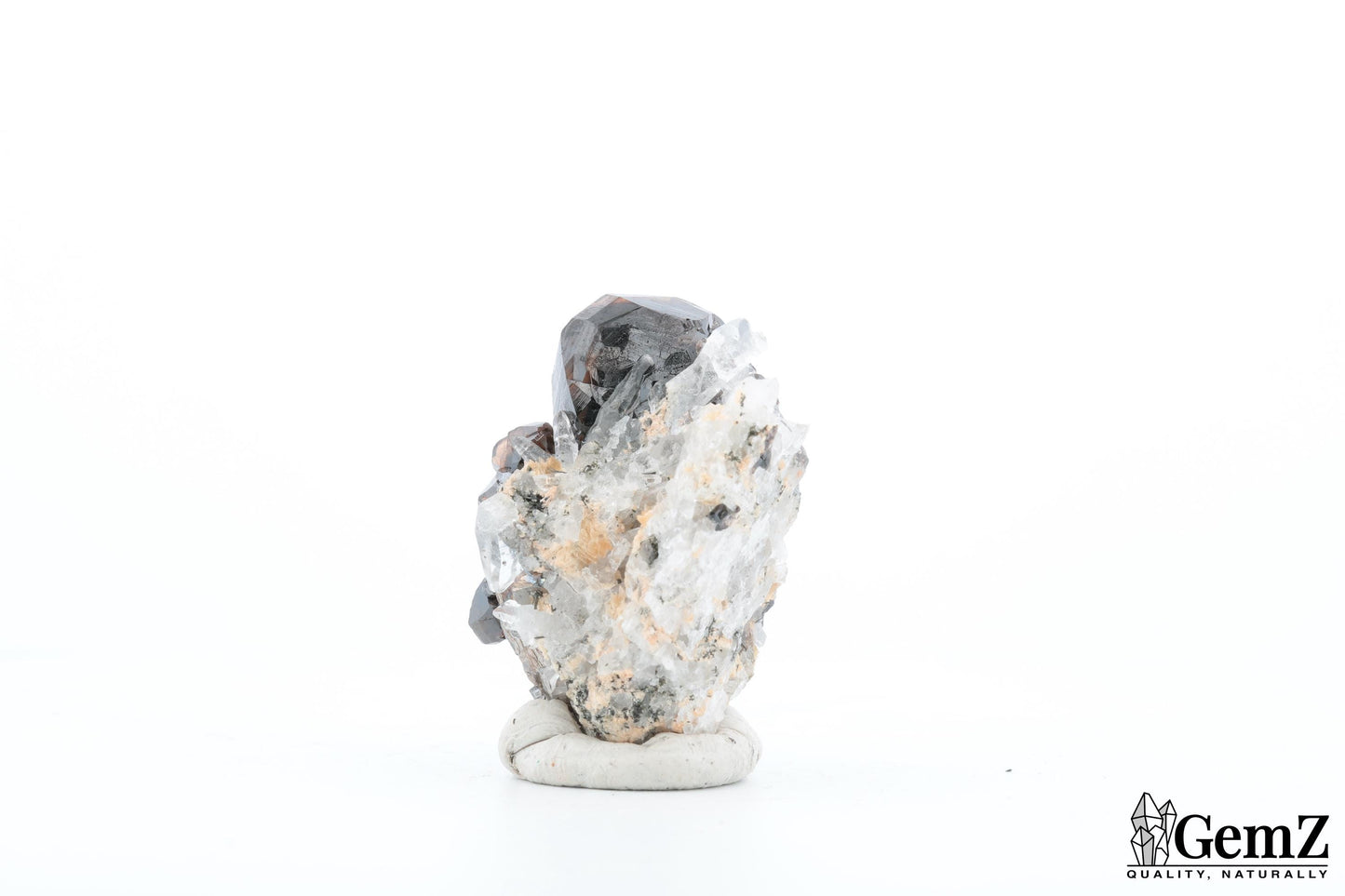 Rare Cassitérite cristallisée sur quartz – 30g