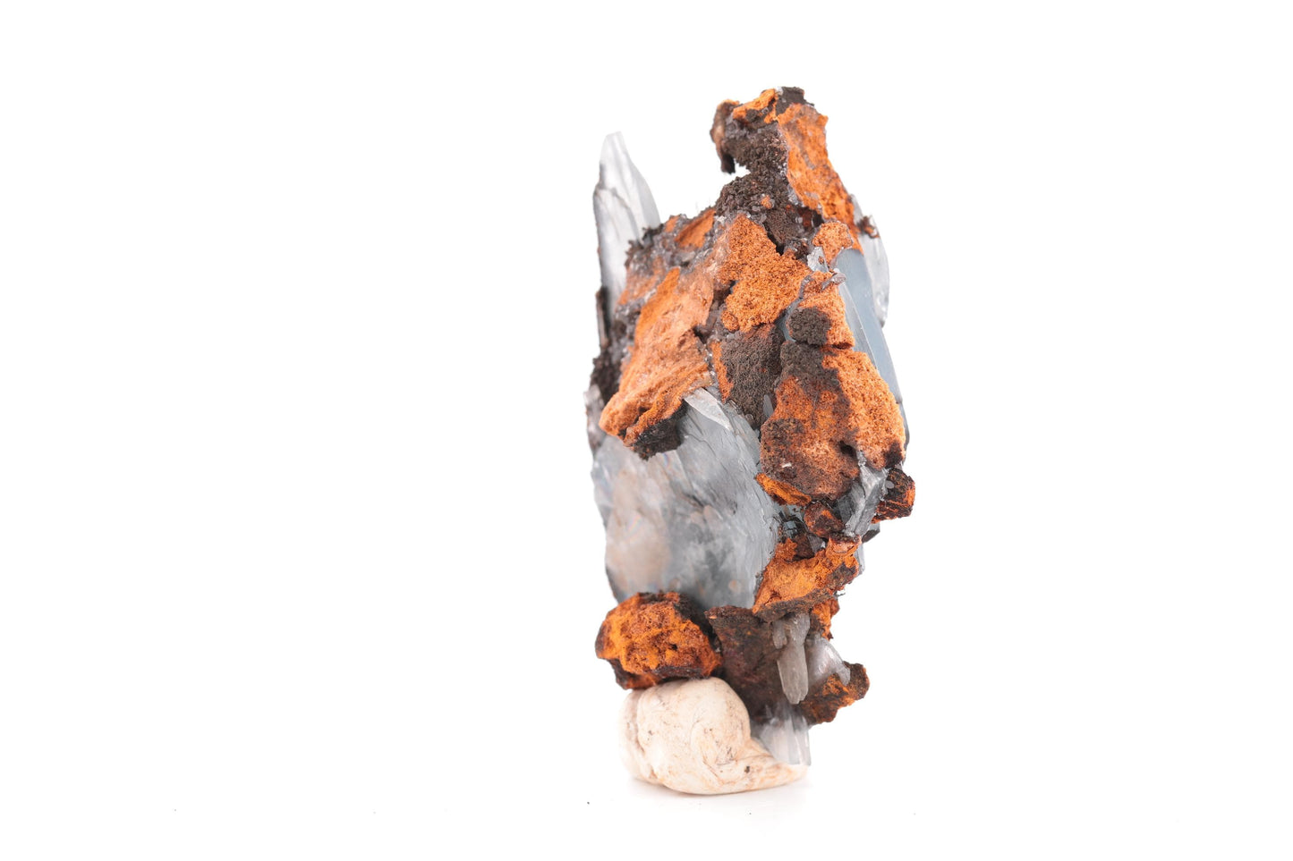 Baryte bleue sur Goéthite – Mine de Sidi Lhcen, Nador, Maroc, 55 g