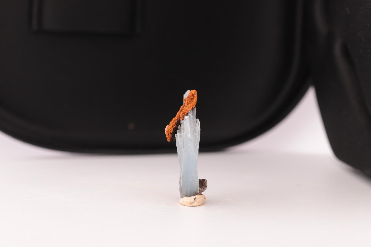 Baryte bleue sur Goéthite – Mine de Sidi Lhcen, Nador, Maroc, 8,3 g