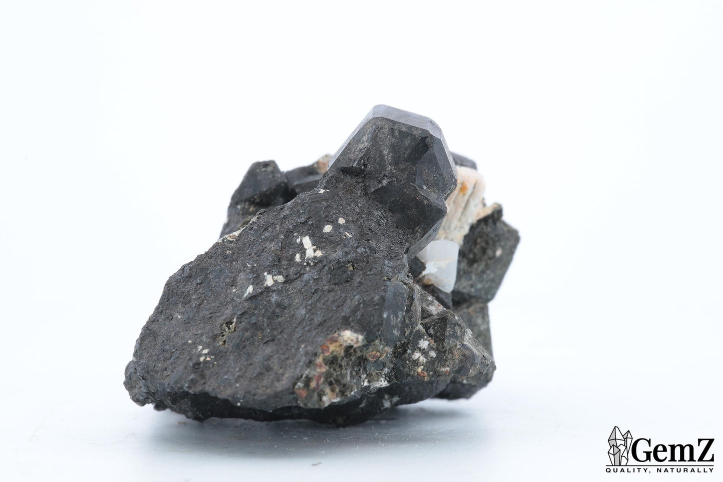 Mélanite et orthose sur gangue, 64g, Maroc