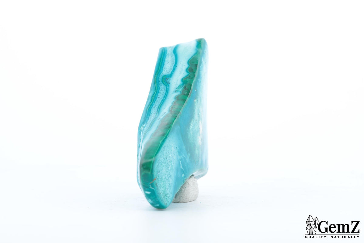 Chrysocolle-malachite polie, reflets bleu azur – Congo RDC – 42 g