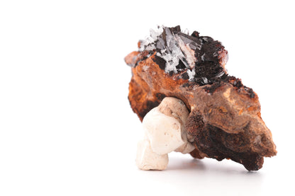 Baryte bleue sur Goéthite – Mine de Sidi Lhcen, Nador, Maroc, 121 g