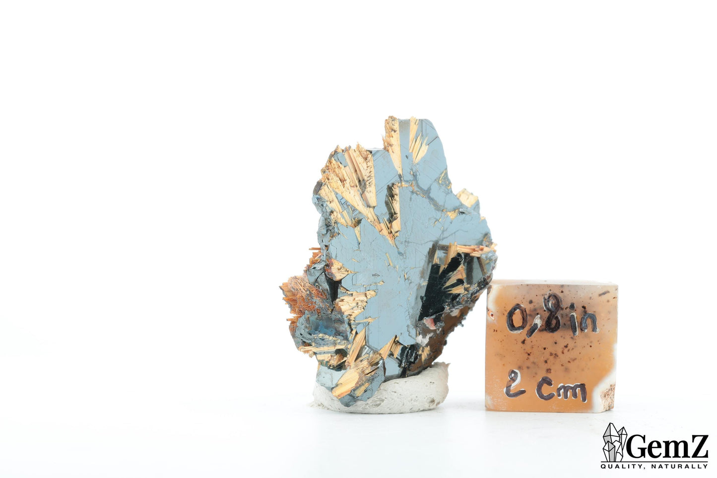 Rutile doré sur Hématite scintillante - Pièce unique de Novo Horizonte, Brésil