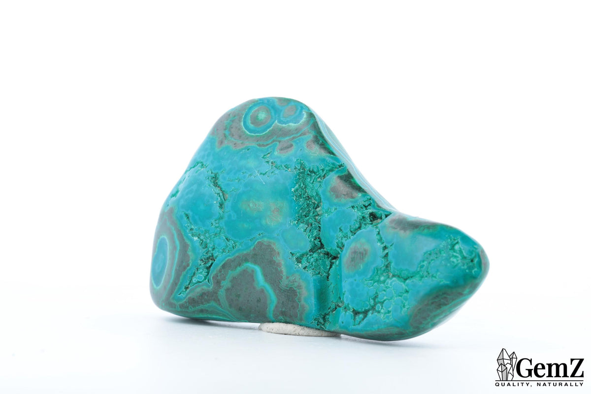Chrysocolle-malachite polie, motifs ondulés – Congo RDC – 110 g